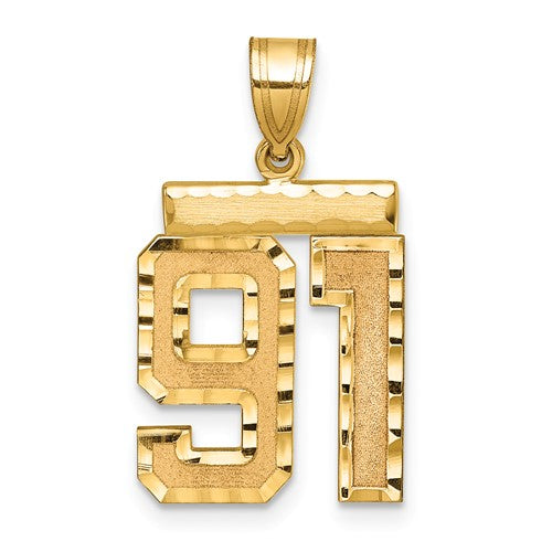 14k Medium Diamond-cut Number 91 Charm