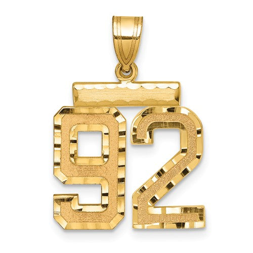 14k Medium Diamond-cut Number 92 Charm