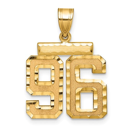 14k Medium Diamond-cut Number 96 Charm