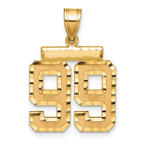 14k Medium Diamond-cut Number 99 Charm