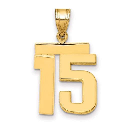 10k Medium Polished Number 15 Charm