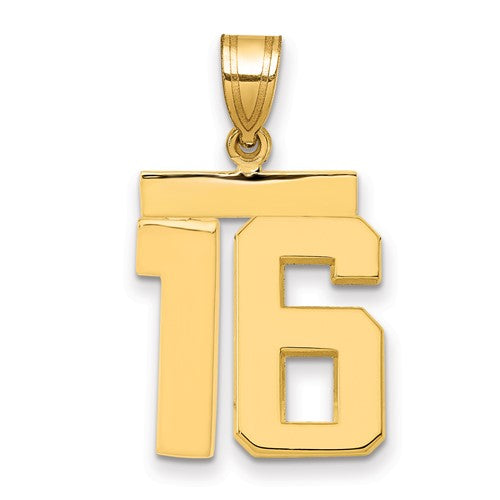 10k Medium Polished Number 16 Charm