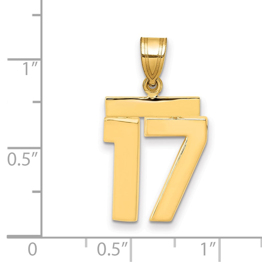 10k Medium Polished Number 17 Charm
