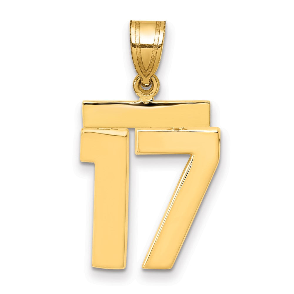 10k Medium Polished Number 17 Charm