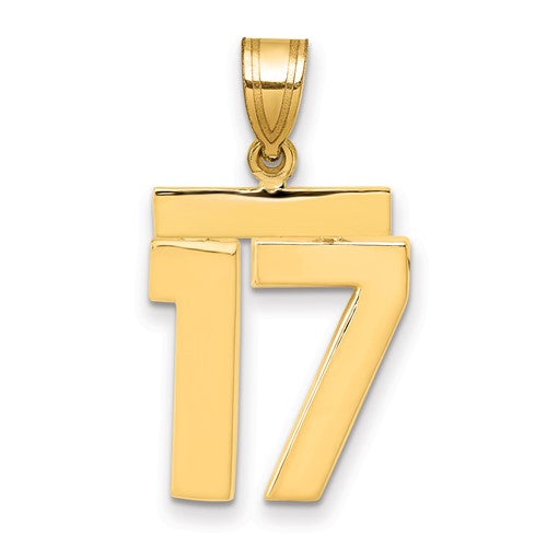 10k Medium Polished Number 17 Charm