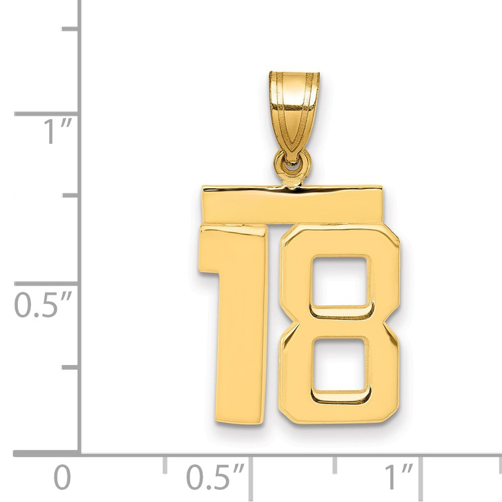 14k Medium Polished Number 18 Charm