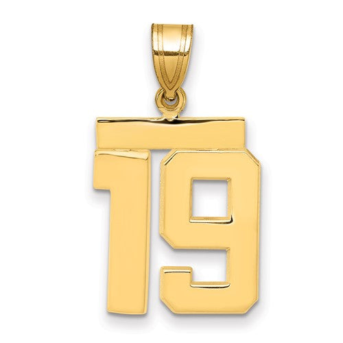 14k Medium Polished Number 19 Charm