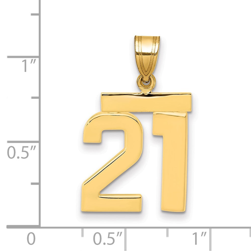10k Medium Polished Number 21 Charm