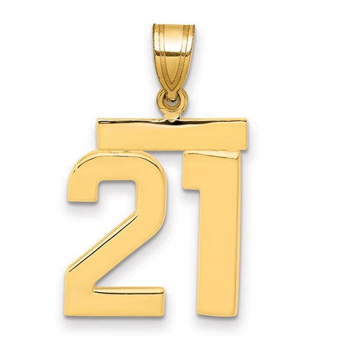 10k Medium Polished Number 21 Charm