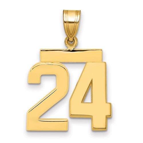 10k Medium Polished Number 24 Charm