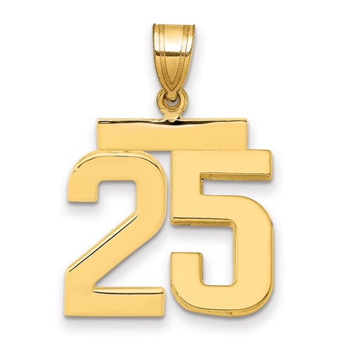 10k Medium Polished Number 25 Charm