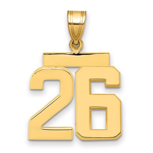 10k Medium Polished Number 26 Charm