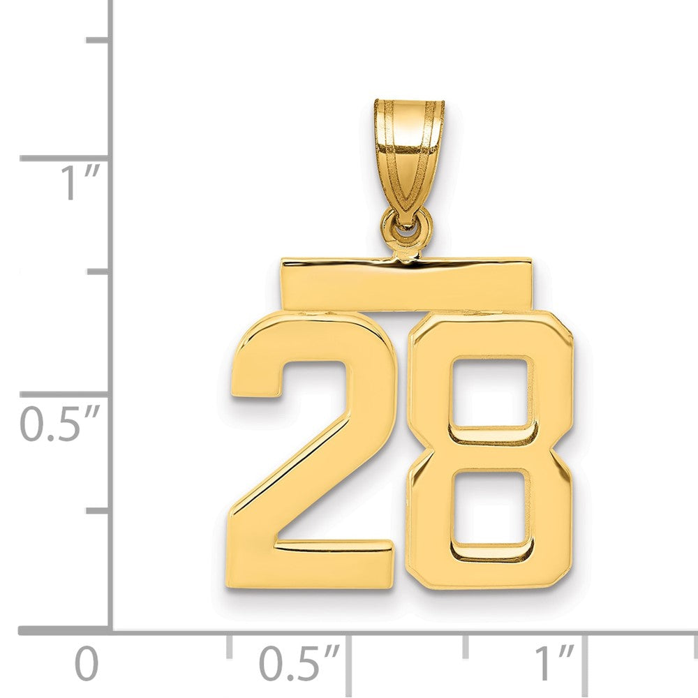 10k Medium Polished Number 28 Charm