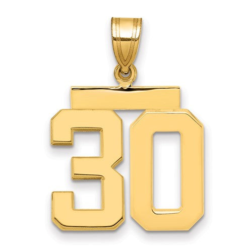 10k Medium Polished Number 30 Charm