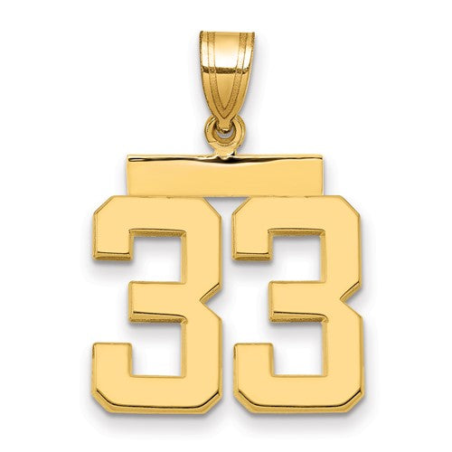 14k Medium Polished Number 33 Charm