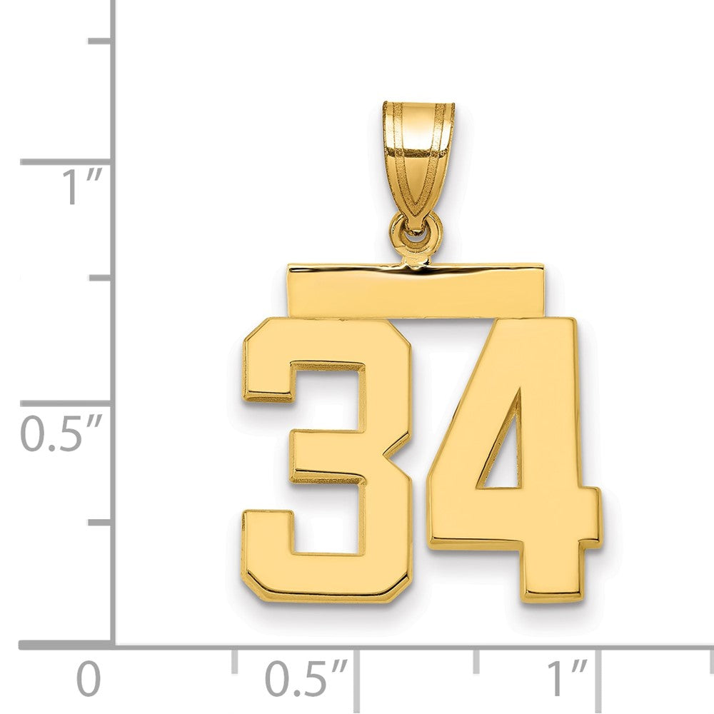 10k Medium Polished Number 34 Charm