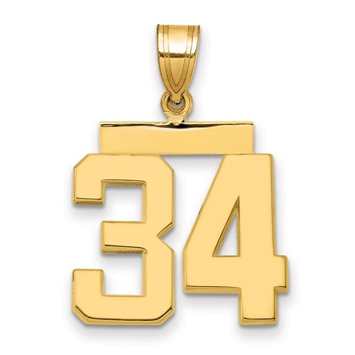 10k Medium Polished Number 34 Charm