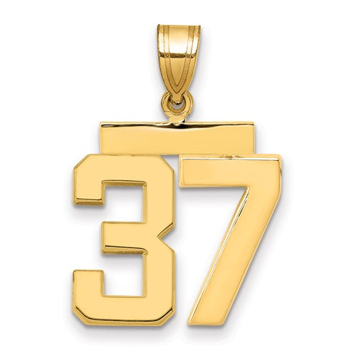 14k Medium Polished Number 37 Charm