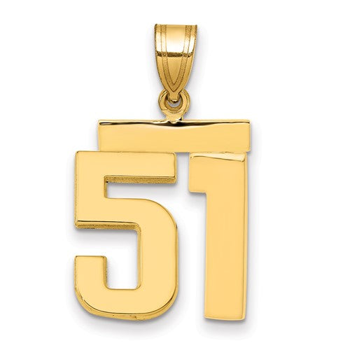 10k Medium Polished Number 51 Charm