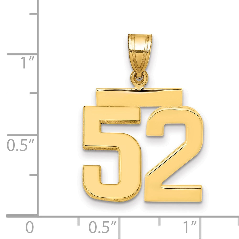 10k Medium Polished Number 52 Charm
