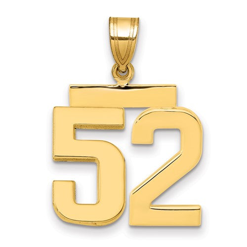 10k Medium Polished Number 52 Charm