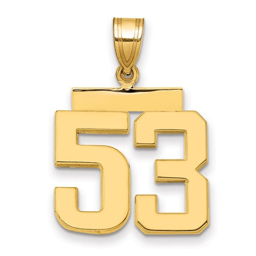 10k Medium Polished Number 53 Charm