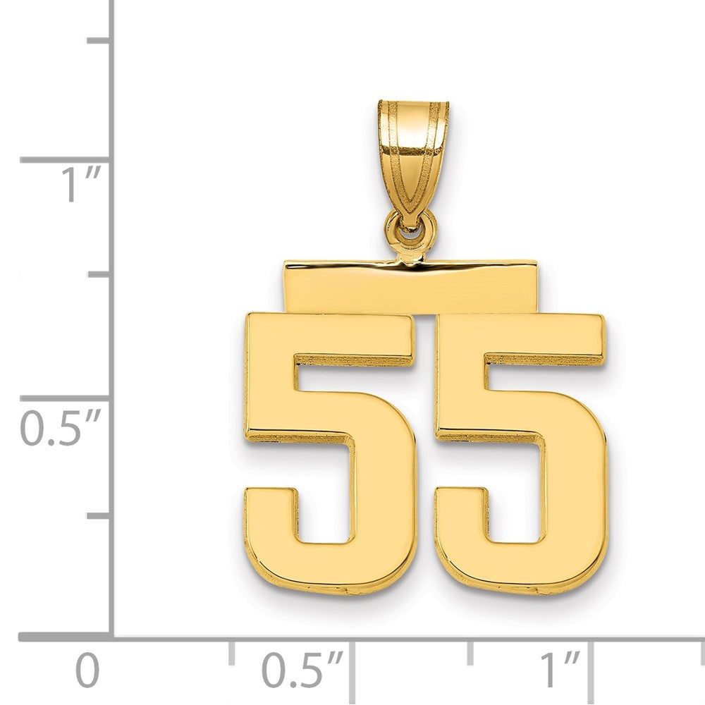 10k Medium Polished Number 55 Charm