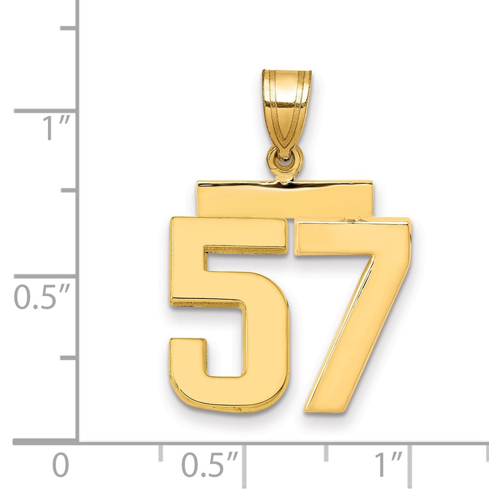10k Medium Polished Number 57 Charm