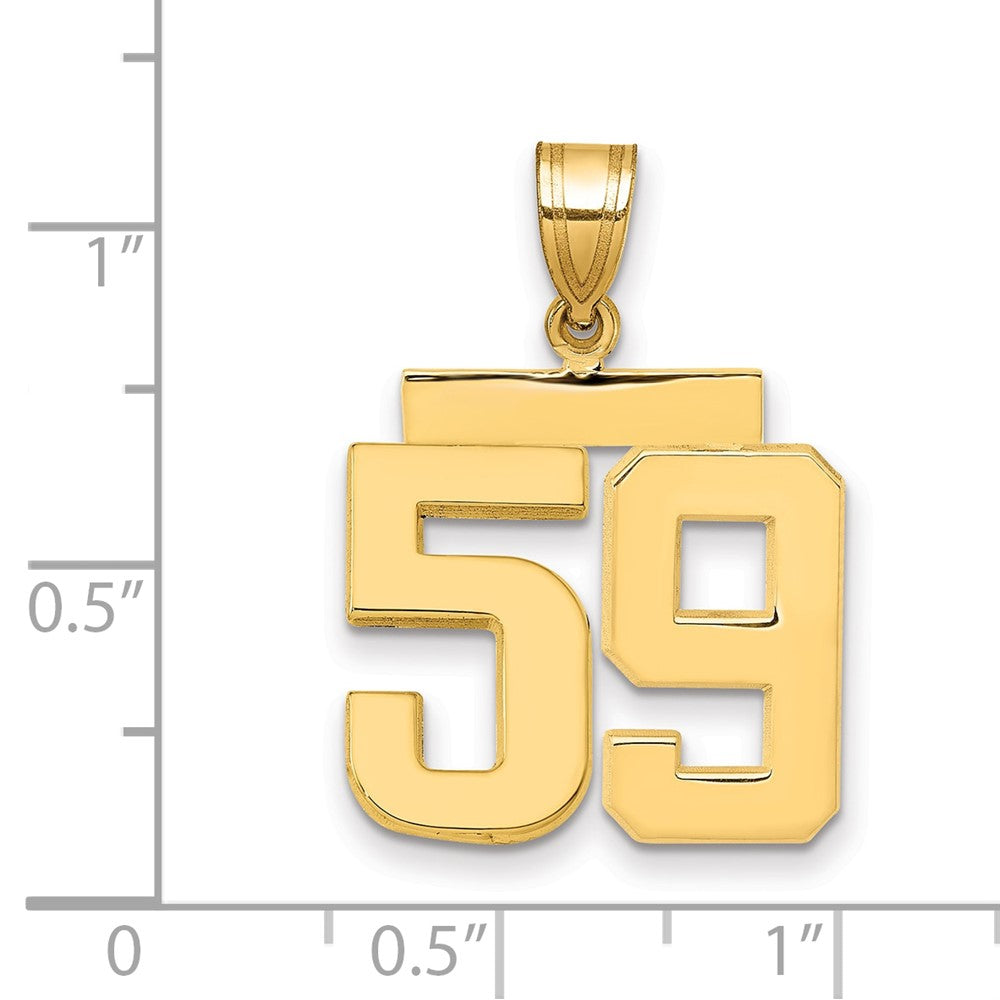 10k Medium Polished Number 59 Charm