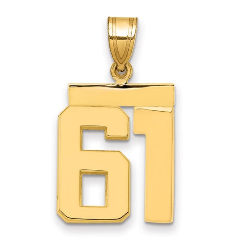 14k Medium Polished Number 61 Charm