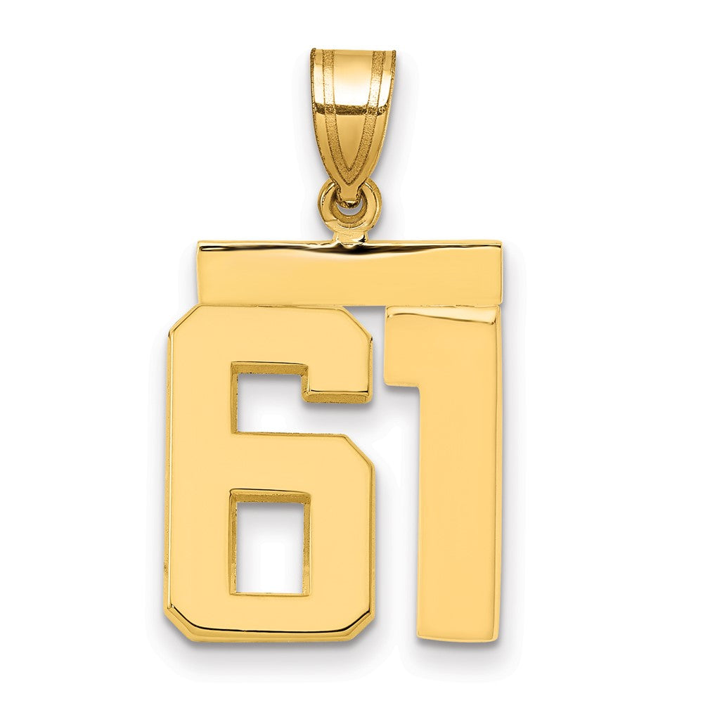 10k Medium Polished Number 61 Charm