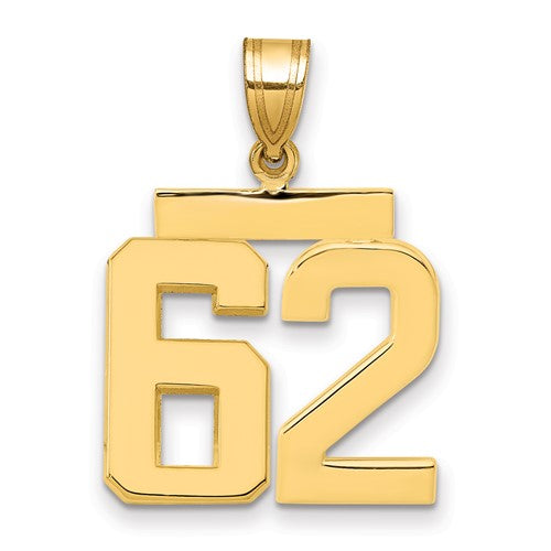10k Medium Polished Number 62 Charm