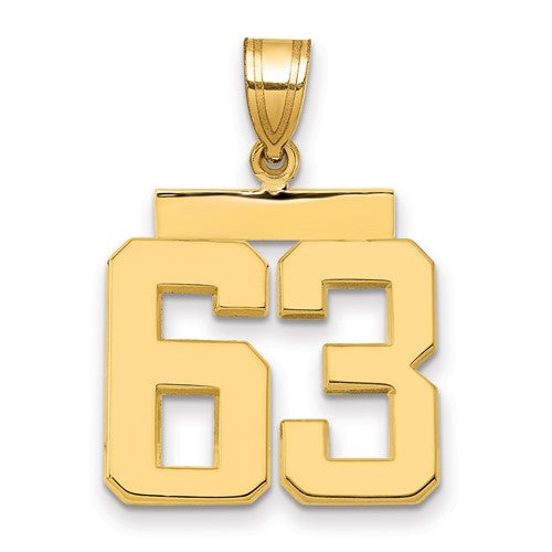 10k Medium Polished Number 63 Charm