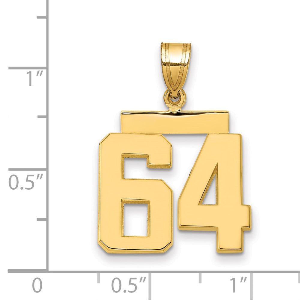 14k Medium Polished Number 64 Charm