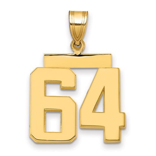 10k Medium Polished Number 64 Charm