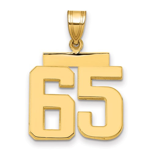 10k Medium Polished Number 65 Charm