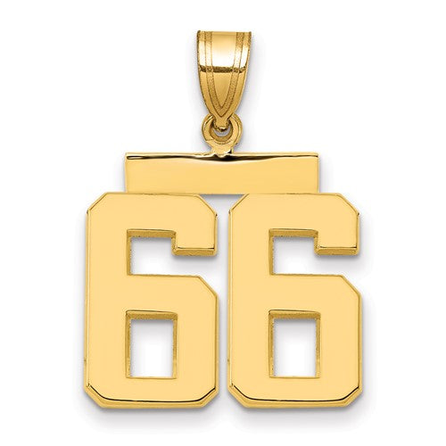 14k Medium Polished Number 66 Charm