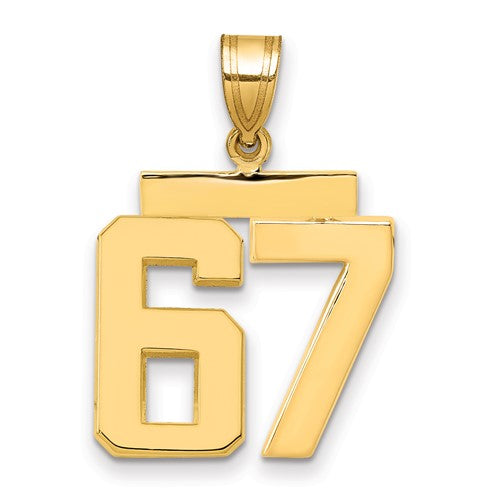 10k Medium Polished Number 67 Charm