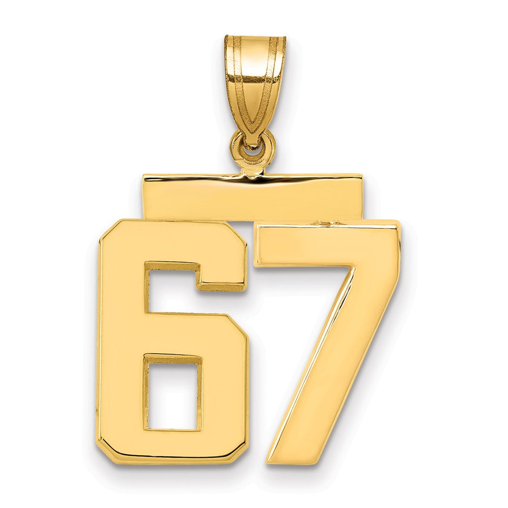 10k Medium Polished Number 67 Charm