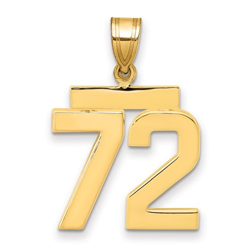 10k Medium Polished Number 72 Charm