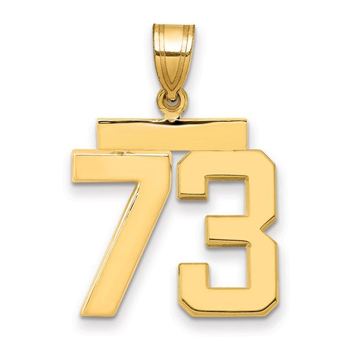 10k Medium Polished Number 73 Charm