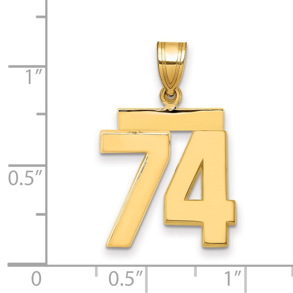 10k Medium Polished Number 74 Charm
