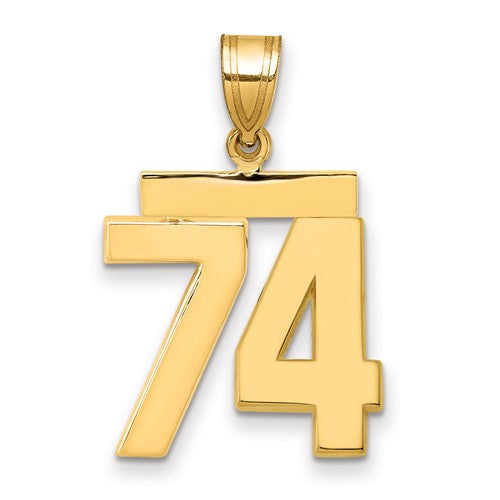 10k Medium Polished Number 74 Charm