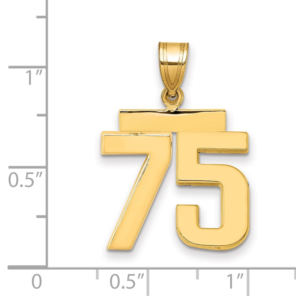 10k Medium Polished Number 75 Charm
