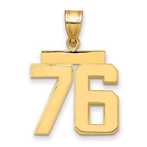 10k Medium Polished Number 76 Charm