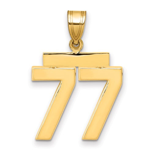 10k Medium Polished Number 77 Charm