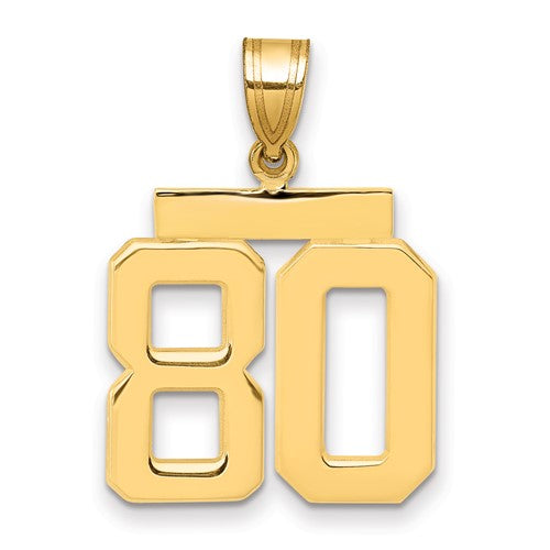 10k Medium Polished Number 80 Charm