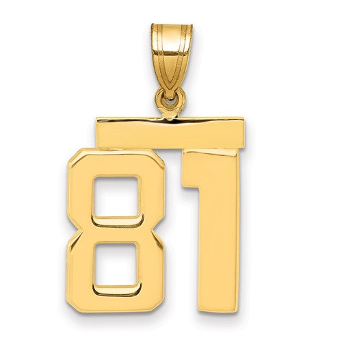 10k Medium Polished Number 81 Charm