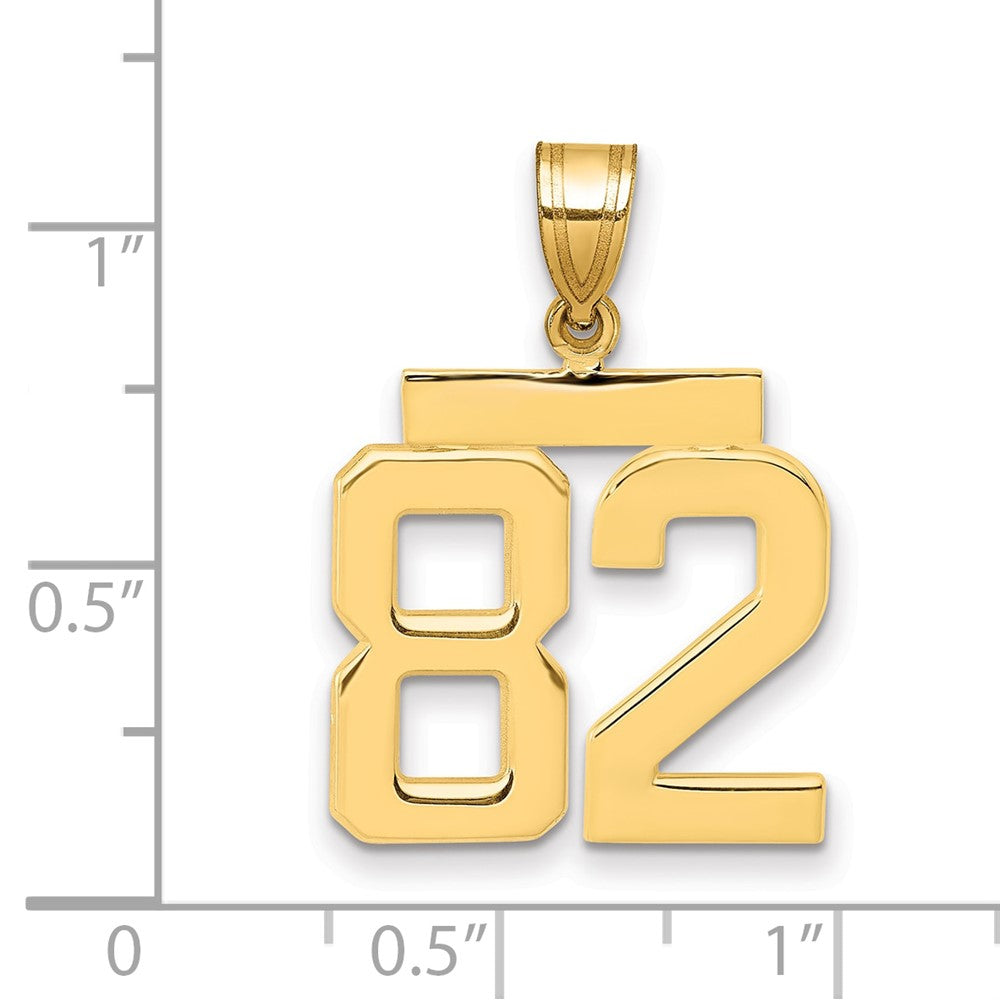 10k Medium Polished Number 82 Charm