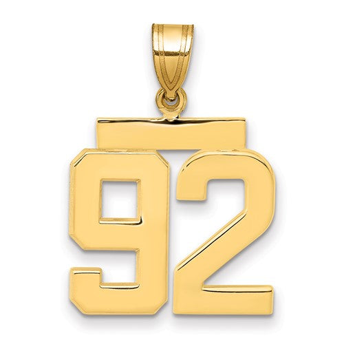 10k Medium Polished Number 92 Charm